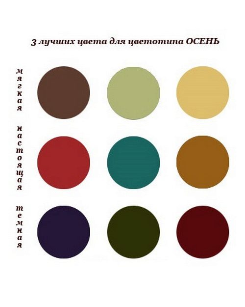 Основна подходящая цветовая палитра в одежде женщин цветотипа Осень